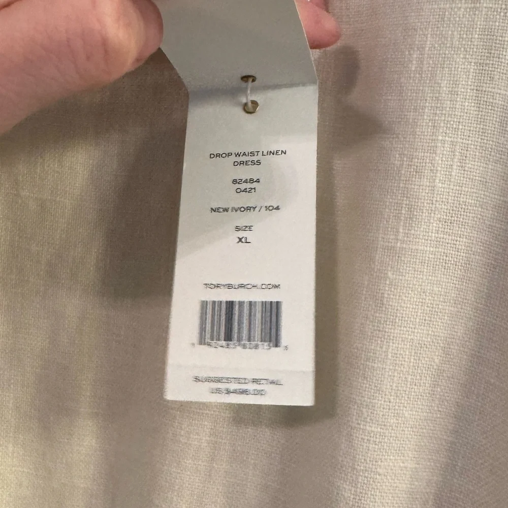 Tory Burch Drop-Waist Linen Dress XL New Ivory NEW WITH TAGS - Picture 5 of 9